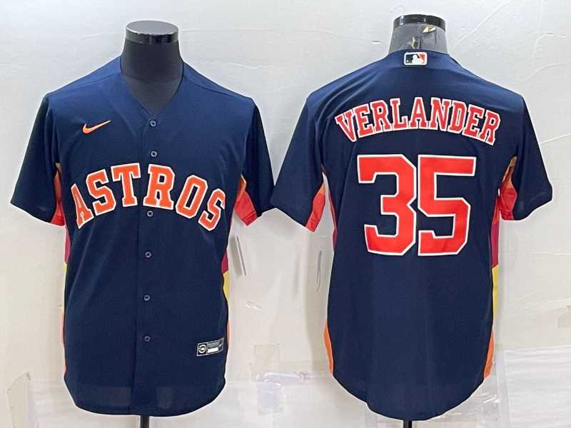 Mens Houston Astros #35 Justin Verlander Navy Blue Stitched MLB Cool Base Nike Jersey